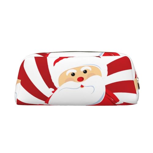 FEYUNYAN Federmäppchen aus Leder, Premium-PVC-Kosmetiktasche, 8 x 5,5 x 20,5 cm, niedlicher Weihnachtsmann, wasserdichte Make-up-Reisetasche mit kratzfester Polsterung für Schule, Büro, Reisen von FEYUNYAN
