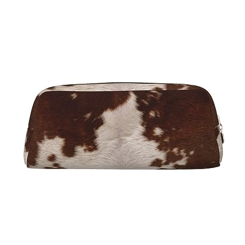 FEYUNYAN Federmäppchen aus Leder, Premium-PVC-Kosmetiktasche, 8 x 5,5 x 20,5 cm, rotbraunes Rindsleder, Federmäppchen, wasserdichte Make-up-Reisetasche mit kratzfester Polsterung für Schule, Büro von FEYUNYAN