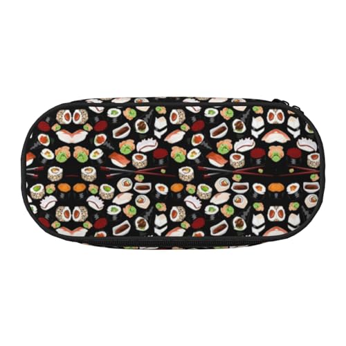 FEYUNYAN Federmäppchen mit großer Kapazität, ästhetisch, auslaufsicher, Segeltuch, mit Reißverschluss, japanisches Sushi, schwarzes Federmäppchen für Damen und Herren, leichte tragbare von FEYUNYAN