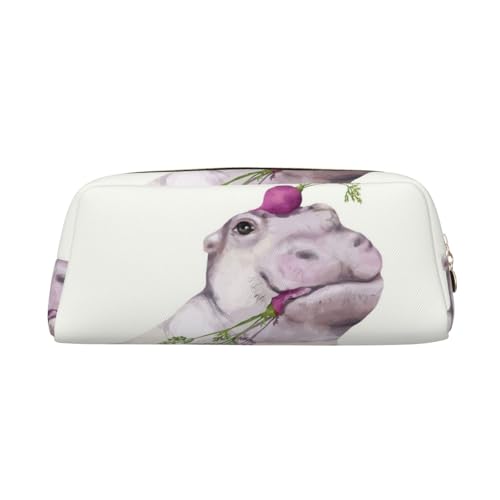FEYUNYAN Hipopotamos Federmäppchen, Organizer, Premium-PVC-Kosmetiktasche, 8 x 5,5 x 20,5 cm, wasserdichte Make-up-Reisetasche mit kratzfester Polsterung für Schule, Büro, Reisen, Hipopotamos von FEYUNYAN