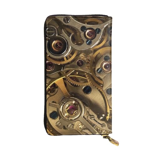 FEYUNYAN Hochwertige Leder-Clutch-Geldbörse für Damen, große Kapazität, Ausweis-Organizer mit Reißverschlusstasche, Damen-Geldbörse, lange Geldbörse für Damen (Reisen, Büro, Alltag), Dampfmaschine von FEYUNYAN