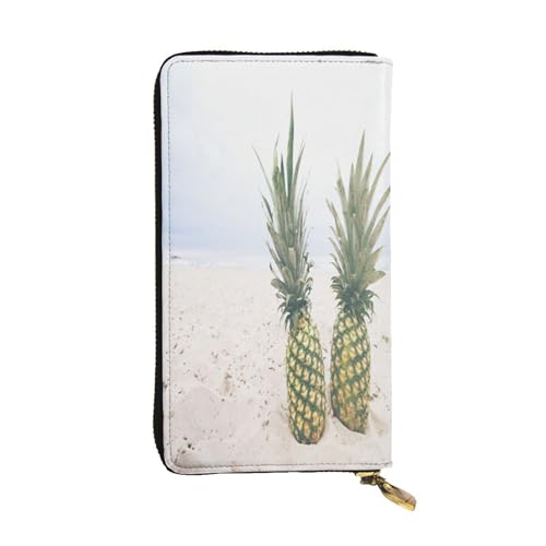 FEYUNYAN Lange Clutch-Geldbörse aus Leder für Damen, große Kapazität, Ausweis-Organizer mit Reißverschlusstasche, Ananas am Strand, Damen-Geldbörse, lange Geldbörse für Damen (Reisen, Büro, Alltag FEYUNYAN Lange Clutch-Geldbörse aus Leder für Damen, große Kapazität, Ausweis-Organizer mit Reißverschlusstasche, Ananas am Strand, Damen-Geldbörse, lange Geldbörse für Damen (Reisen, Büro, Alltag von FEYUNYAN