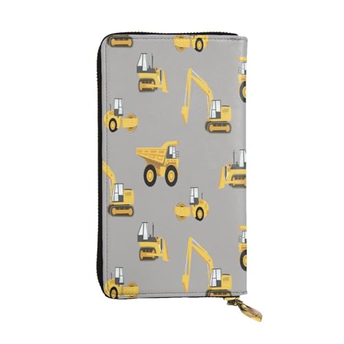 FEYUNYAN Lange Clutch-Geldbörse aus Leder für Damen, große Kapazität, Ausweis-Organizer mit Reißverschlusstasche, Bauwagen-Geldbörse, lange Geldbörse für Damen (Reisen, Büro, Alltag), Bauwagen von FEYUNYAN