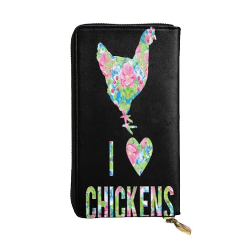 FEYUNYAN Lange Clutch-Geldbörse aus Leder für Damen, große Kapazität, Ausweis-Organizer mit Reißverschlusstasche, Blumenherz, Huhn, Damen-Geldbörse, lange Geldbörse für Damen (Reisen, Büro, Alltag FEYUNYAN Lange Clutch-Geldbörse aus Leder für Damen, große Kapazität, Ausweis-Organizer mit Reißverschlusstasche, Blumenherz, Huhn, Damen-Geldbörse, lange Geldbörse für Damen (Reisen, Büro, Alltag von FEYUNYAN