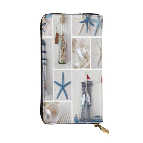 FEYUNYAN Lange Clutch-Geldbörse aus Leder für Damen, große Kapazität, Ausweis-Organizer mit Reißverschlusstasche, Flaschenmuschel, Seestern, Damen-Geldbörse, lange Geldbörse für Damen (Reisen, Büro FEYUNYAN Lange Clutch-Geldbörse aus Leder für Damen, große Kapazität, Ausweis-Organizer mit Reißverschlusstasche, Flaschenmuschel, Seestern, Damen-Geldbörse, lange Geldbörse für Damen (Reisen, Büro von FEYUNYAN
