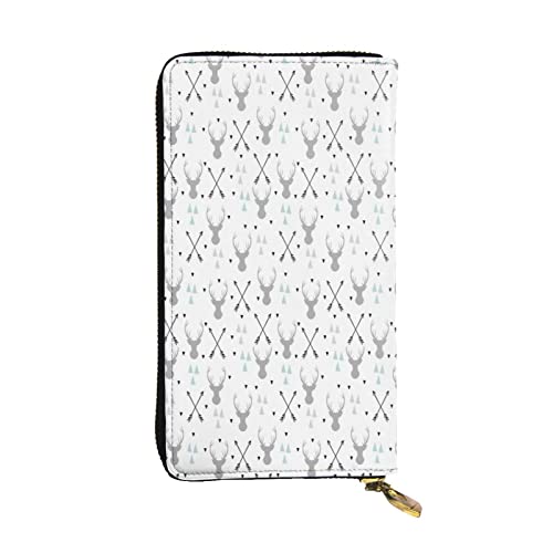 FEYUNYAN Lange Clutch-Geldbörse aus Leder für Damen, große Kapazität, Ausweis-Organizer mit Reißverschlusstasche, Jagdpfeile, Dreiecke, Hirsch, Damen-Geldbörse, lange Geldbörse für Damen (Reisen FEYUNYAN Lange Clutch-Geldbörse aus Leder für Damen, große Kapazität, Ausweis-Organizer mit Reißverschlusstasche, Jagdpfeile, Dreiecke, Hirsch, Damen-Geldbörse, lange Geldbörse für Damen (Reisen von FEYUNYAN