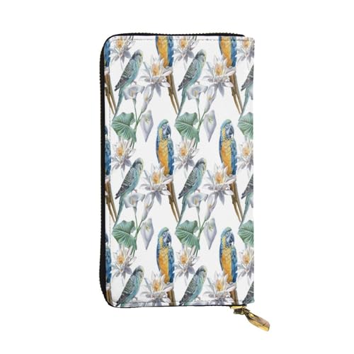 FEYUNYAN Lange Clutch-Geldbörse aus Leder für Damen, große Kapazität, Ausweis-Organizer mit Reißverschlusstasche, Papageien auf Ästen, Damen-Geldbörse, lange Geldbörse für Damen (Reisen, Büro, Alltag FEYUNYAN Lange Clutch-Geldbörse aus Leder für Damen, große Kapazität, Ausweis-Organizer mit Reißverschlusstasche, Papageien auf Ästen, Damen-Geldbörse, lange Geldbörse für Damen (Reisen, Büro, Alltag von FEYUNYAN