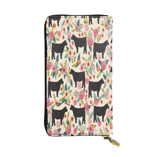 FEYUNYAN Lange Clutch-Geldbörse aus Leder für Damen, große Kapazität, Ausweis-Organizer mit Reißverschlusstasche, Rinderfarm-Schutzgebiet, lange Geldbörse für Damen (Reisen, Büro, Alltag), Rinderfarm von FEYUNYAN