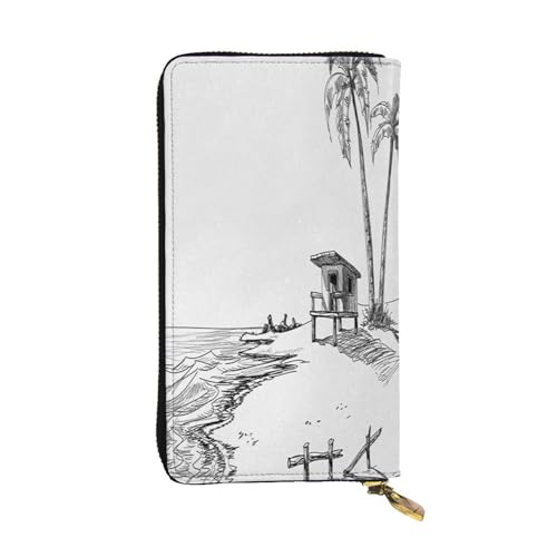 FEYUNYAN Lange Clutch-Geldbörse aus Leder für Damen, große Kapazität, Ausweis-Organizer mit Reißverschlusstasche, Sommer, Strand, Palmen, Damen, Geldbörse, lange Geldbörse für Damen (Reisen, Büro FEYUNYAN Lange Clutch-Geldbörse aus Leder für Damen, große Kapazität, Ausweis-Organizer mit Reißverschlusstasche, Sommer, Strand, Palmen, Damen, Geldbörse, lange Geldbörse für Damen (Reisen, Büro von FEYUNYAN