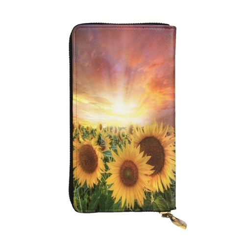 FEYUNYAN Lange Clutch-Geldbörse aus Leder für Damen, große Kapazität, Ausweis-Organizer mit Reißverschlusstasche, Sonnenblumen, Sonnenuntergang, Sonnenlicht, Damen-Geldbörse, lange Geldbörse für Damen FEYUNYAN Lange Clutch-Geldbörse aus Leder für Damen, große Kapazität, Ausweis-Organizer mit Reißverschlusstasche, Sonnenblumen, Sonnenuntergang, Sonnenlicht, Damen-Geldbörse, lange Geldbörse für Damen von FEYUNYAN