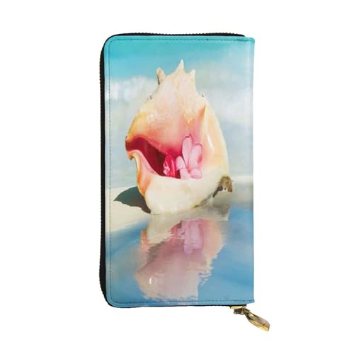FEYUNYAN Lange Clutch-Geldbörse aus Leder für Damen, große Kapazität, Ausweis-Organizer mit Reißverschlusstasche, Strandmuschel, Meereslandschaft, lange Geldbörse, Clutch für Damen (Reisen, Büro FEYUNYAN Lange Clutch-Geldbörse aus Leder für Damen, große Kapazität, Ausweis-Organizer mit Reißverschlusstasche, Strandmuschel, Meereslandschaft, lange Geldbörse, Clutch für Damen (Reisen, Büro von FEYUNYAN