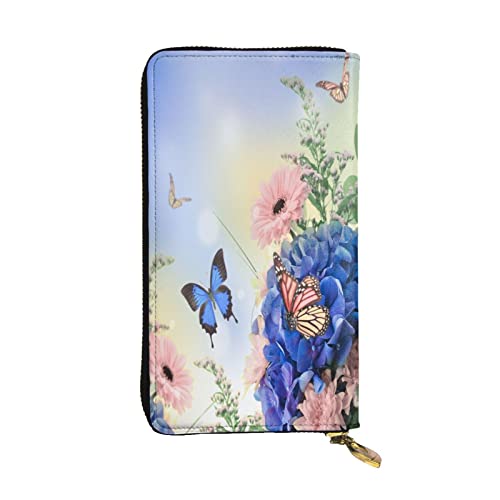FEYUNYAN Lange Clutch-Geldbörse aus Leder für Damen, große Kapazität, Ausweis-Organizer mit Reißverschlusstasche, blaue Schmetterlings-Blumen, Damen-Geldbörse, lange Geldbörse für Damen (Reisen, Büro FEYUNYAN Lange Clutch-Geldbörse aus Leder für Damen, große Kapazität, Ausweis-Organizer mit Reißverschlusstasche, blaue Schmetterlings-Blumen, Damen-Geldbörse, lange Geldbörse für Damen (Reisen, Büro von FEYUNYAN