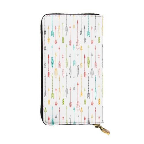 FEYUNYAN Lange Clutch-Geldbörse aus Leder für Damen, große Kapazität, Ausweis-Organizer mit Reißverschlusstasche, bunte Boho-Stil, Pfeile für Damen, lange Geldbörse für Damen (Reisen, Büro, Alltag FEYUNYAN Lange Clutch-Geldbörse aus Leder für Damen, große Kapazität, Ausweis-Organizer mit Reißverschlusstasche, bunte Boho-Stil, Pfeile für Damen, lange Geldbörse für Damen (Reisen, Büro, Alltag von FEYUNYAN