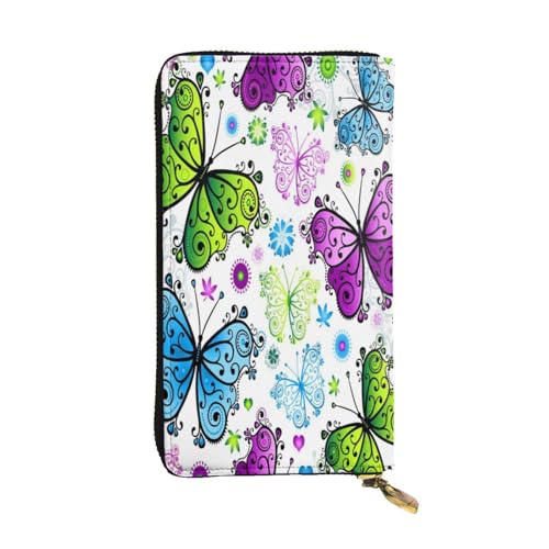 FEYUNYAN Lange Clutch-Geldbörse aus Leder für Damen, große Kapazität, Ausweis-Organizer mit Reißverschlusstasche, buntes Schmetterlings-Design, lange Geldbörse für Damen (Reisen, Büro, Alltag FEYUNYAN Lange Clutch-Geldbörse aus Leder für Damen, große Kapazität, Ausweis-Organizer mit Reißverschlusstasche, buntes Schmetterlings-Design, lange Geldbörse für Damen (Reisen, Büro, Alltag von FEYUNYAN