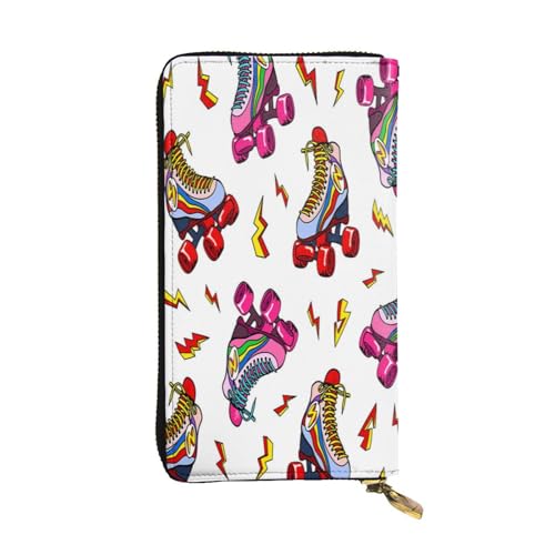 FEYUNYAN Lange Clutch-Geldbörse aus Leder für Damen, große Kapazität, Ausweis-Organizer mit Reißverschlusstasche, farbige Rollschuhe, lange Geldbörse für Damen (Reisen, Büro, Alltag), Farbige von FEYUNYAN