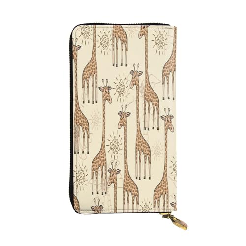 FEYUNYAN Lange Clutch-Geldbörse aus Leder für Damen, große Kapazität, Ausweis-Organizer mit Reißverschlusstasche, handgezeichnete Giraffen, lange Geldbörse für Damen (Reisen, Büro, Alltag FEYUNYAN Lange Clutch-Geldbörse aus Leder für Damen, große Kapazität, Ausweis-Organizer mit Reißverschlusstasche, handgezeichnete Giraffen, lange Geldbörse für Damen (Reisen, Büro, Alltag von FEYUNYAN