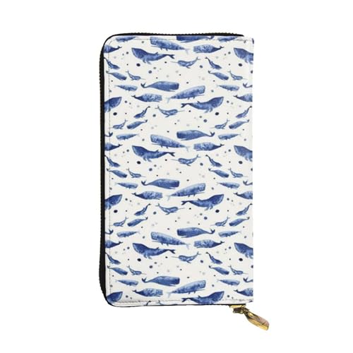 FEYUNYAN Lange Clutch-Geldbörse aus Leder für Damen, große Kapazität, Ausweis-Organizer mit Reißverschlusstasche, kleiner blauer Wal-Schwimm-Damengeldbörse, lange Geldbörse für Damen (Reisen, Büro FEYUNYAN Lange Clutch-Geldbörse aus Leder für Damen, große Kapazität, Ausweis-Organizer mit Reißverschlusstasche, kleiner blauer Wal-Schwimm-Damengeldbörse, lange Geldbörse für Damen (Reisen, Büro von FEYUNYAN
