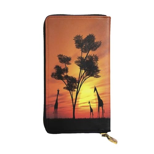 FEYUNYAN Lange Clutch-Geldbörse aus Leder für Damen, große Kapazität, Ausweis-Organizer mit Reißverschlusstasche, lustiger afrikanischer Sonnenuntergang, lange Geldbörse für Damen (Reisen, Büro FEYUNYAN Lange Clutch-Geldbörse aus Leder für Damen, große Kapazität, Ausweis-Organizer mit Reißverschlusstasche, lustiger afrikanischer Sonnenuntergang, lange Geldbörse für Damen (Reisen, Büro von FEYUNYAN