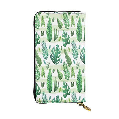 FEYUNYAN Lange Clutch-Geldbörse aus Leder für Damen, große Kapazität, Ausweis-Organizer mit Reißverschlusstasche, tropische Baumblätter, lange Geldbörse, Clutch für Damen (Reisen, Büro, Alltag FEYUNYAN Lange Clutch-Geldbörse aus Leder für Damen, große Kapazität, Ausweis-Organizer mit Reißverschlusstasche, tropische Baumblätter, lange Geldbörse, Clutch für Damen (Reisen, Büro, Alltag von FEYUNYAN