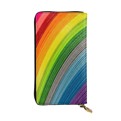FEYUNYAN Lange Clutch-Geldbörse aus Leder für Damen, großes Fassungsvermögen, Ausweis-Organizer mit Reißverschlusstasche, Regenbogenfarben, gestreift, lange Geldbörse für Damen (Reisen, Büro, Alltag FEYUNYAN Lange Clutch-Geldbörse aus Leder für Damen, großes Fassungsvermögen, Ausweis-Organizer mit Reißverschlusstasche, Regenbogenfarben, gestreift, lange Geldbörse für Damen (Reisen, Büro, Alltag von FEYUNYAN