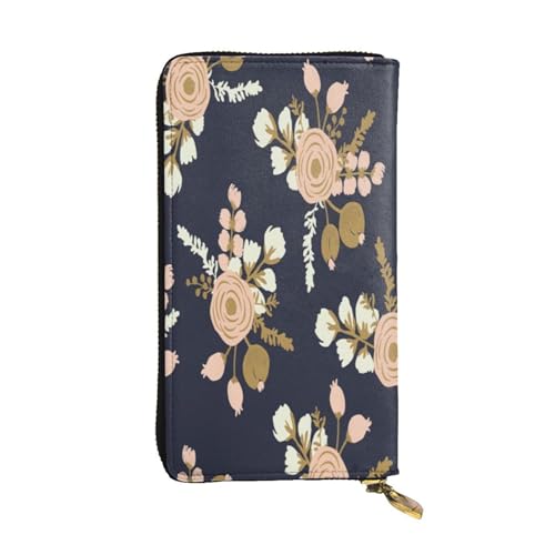 FEYUNYAN Lange Clutch-Geldbörse aus Leder für Damen, großes Fassungsvermögen, Ausweis-Organizer mit Reißverschlusstasche, Rosen-Blumenmuster, Damen-Geldbörse, lange Geldbörse für Damen (Reisen, Büro von FEYUNYAN