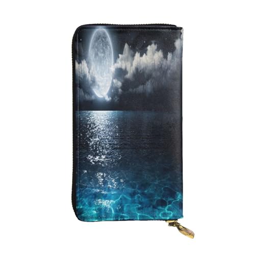FEYUNYAN Lange Clutch-Geldbörse aus Leder für Damen, großes Fassungsvermögen, Ausweis-Organizer mit Reißverschlusstasche, Vollmond neblige Wolken, Damen-Geldbörse, lange Geldbörse für Damen (Reisen FEYUNYAN Lange Clutch-Geldbörse aus Leder für Damen, großes Fassungsvermögen, Ausweis-Organizer mit Reißverschlusstasche, Vollmond neblige Wolken, Damen-Geldbörse, lange Geldbörse für Damen (Reisen von FEYUNYAN
