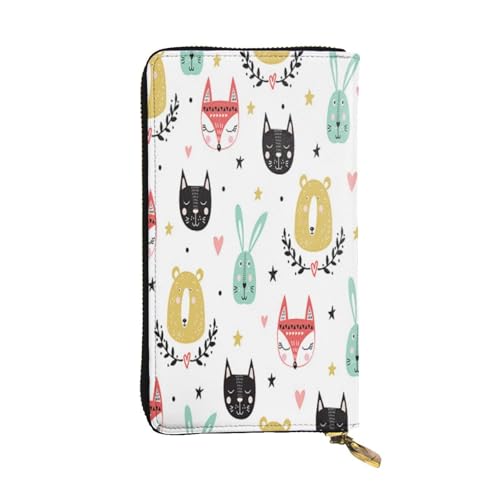 FEYUNYAN Lange Clutch-Geldbörse aus Leder für Damen, großes Fassungsvermögen, Ausweis-Organizer mit Reißverschlusstasche, bunt, einfach, niedlich, Tiere, Damen-Geldbörse, lange Geldbörse für Damen FEYUNYAN Lange Clutch-Geldbörse aus Leder für Damen, großes Fassungsvermögen, Ausweis-Organizer mit Reißverschlusstasche, bunt, einfach, niedlich, Tiere, Damen-Geldbörse, lange Geldbörse für Damen von FEYUNYAN
