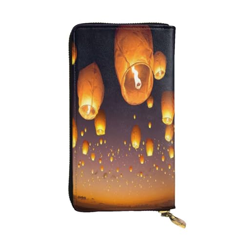 FEYUNYAN Lange Clutch-Geldbörse aus Leder für Damen, großes Fassungsvermögen, Ausweis-Organizer mit Reißverschlusstasche, chinesische fliegende Laternen, Damen-Geldbörse, lange Geldbörse für Damen FEYUNYAN Lange Clutch-Geldbörse aus Leder für Damen, großes Fassungsvermögen, Ausweis-Organizer mit Reißverschlusstasche, chinesische fliegende Laternen, Damen-Geldbörse, lange Geldbörse für Damen von FEYUNYAN