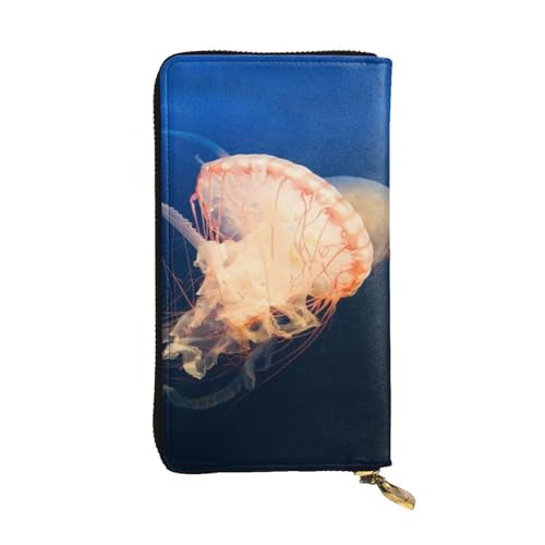 FEYUNYAN Lange Clutch-Geldbörse aus hochwertigem Leder für Damen, große Kapazität, Ausweis-Organizer mit Reißverschlusstasche, 3D-Quallen-Damen-Geldbörse, lange Geldbörse für Damen (Reisen, Büro FEYUNYAN Lange Clutch-Geldbörse aus hochwertigem Leder für Damen, große Kapazität, Ausweis-Organizer mit Reißverschlusstasche, 3D-Quallen-Damen-Geldbörse, lange Geldbörse für Damen (Reisen, Büro von FEYUNYAN