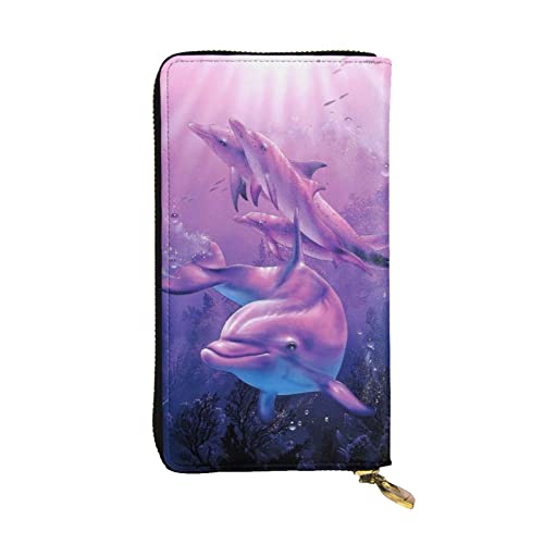 FEYUNYAN Lange Clutch-Geldbörse aus hochwertigem Leder für Damen, große Kapazität, Ausweis-Organizer mit Reißverschlusstasche, Delfin-Kunst-Damen-Geldbörse, lange Geldbörse für Damen (Reisen, Büro FEYUNYAN Lange Clutch-Geldbörse aus hochwertigem Leder für Damen, große Kapazität, Ausweis-Organizer mit Reißverschlusstasche, Delfin-Kunst-Damen-Geldbörse, lange Geldbörse für Damen (Reisen, Büro von FEYUNYAN