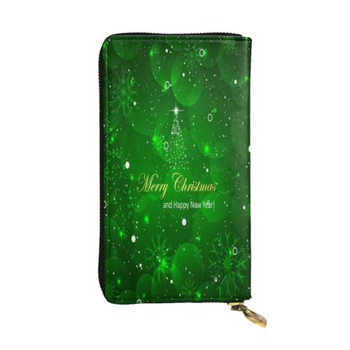 FEYUNYAN Lange Clutch-Geldbörse aus hochwertigem Leder für Damen, große Kapazität, Ausweis-Organizer mit Reißverschlusstasche, Frohe Weihnachten, lange Geldbörse für Damen (Reisen, Büro, Alltag von FEYUNYAN