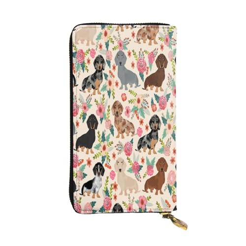 FEYUNYAN Lange Clutch-Geldbörse aus hochwertigem Leder für Damen, große Kapazität, Ausweis-Organizer mit Reißverschlusstasche, Hunde-Blumenmuster, lange Geldbörse für Damen (Reisen, Büro, Alltag FEYUNYAN Lange Clutch-Geldbörse aus hochwertigem Leder für Damen, große Kapazität, Ausweis-Organizer mit Reißverschlusstasche, Hunde-Blumenmuster, lange Geldbörse für Damen (Reisen, Büro, Alltag von FEYUNYAN
