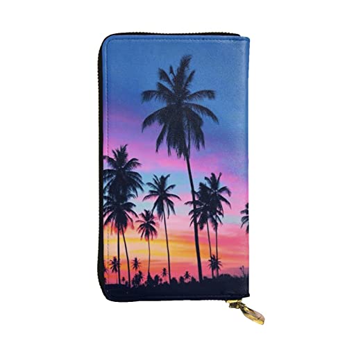 FEYUNYAN Lange Clutch-Geldbörse aus hochwertigem Leder für Damen, große Kapazität, Ausweis-Organizer mit Reißverschlusstasche, Palmen, Damen-Geldbörse, lange Geldbörse für Damen (Reisen, Büro, Alltag FEYUNYAN Lange Clutch-Geldbörse aus hochwertigem Leder für Damen, große Kapazität, Ausweis-Organizer mit Reißverschlusstasche, Palmen, Damen-Geldbörse, lange Geldbörse für Damen (Reisen, Büro, Alltag von FEYUNYAN