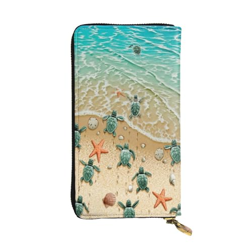 FEYUNYAN Lange Clutch-Geldbörse aus hochwertigem Leder für Damen, große Kapazität, Ausweis-Organizer mit Reißverschlusstasche, Schildkröten-Seestern, lange Geldbörse für Damen (Reisen, Büro, Alltag FEYUNYAN Lange Clutch-Geldbörse aus hochwertigem Leder für Damen, große Kapazität, Ausweis-Organizer mit Reißverschlusstasche, Schildkröten-Seestern, lange Geldbörse für Damen (Reisen, Büro, Alltag von FEYUNYAN
