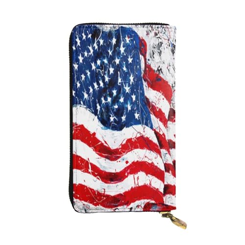 FEYUNYAN Lange Clutch-Geldbörse aus hochwertigem Leder für Damen, große Kapazität, Ausweis-Organizer mit Reißverschlusstasche, US-Flagge, Damen-Geldbörse, lange Geldbörse für Damen (Reisen, Büro FEYUNYAN Lange Clutch-Geldbörse aus hochwertigem Leder für Damen, große Kapazität, Ausweis-Organizer mit Reißverschlusstasche, US-Flagge, Damen-Geldbörse, lange Geldbörse für Damen (Reisen, Büro von FEYUNYAN