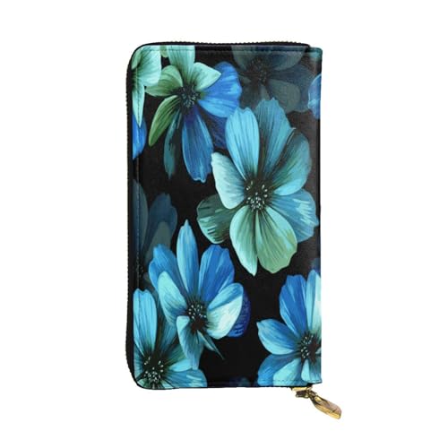 FEYUNYAN Lange Clutch-Geldbörse aus hochwertigem Leder für Damen, große Kapazität, Ausweis-Organizer mit Reißverschlusstasche, blaue Blume, lange Geldbörse, Clutch für Damen (Reisen, Büro, Alltag FEYUNYAN Lange Clutch-Geldbörse aus hochwertigem Leder für Damen, große Kapazität, Ausweis-Organizer mit Reißverschlusstasche, blaue Blume, lange Geldbörse, Clutch für Damen (Reisen, Büro, Alltag von FEYUNYAN