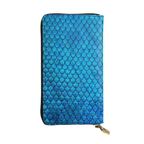 FEYUNYAN Lange Clutch-Geldbörse aus hochwertigem Leder für Damen, große Kapazität, Ausweis-Organizer mit Reißverschlusstasche, blaue Fischschuppen-Damen-Geldbörse, lange Geldbörse für Damen (Reisen FEYUNYAN Lange Clutch-Geldbörse aus hochwertigem Leder für Damen, große Kapazität, Ausweis-Organizer mit Reißverschlusstasche, blaue Fischschuppen-Damen-Geldbörse, lange Geldbörse für Damen (Reisen von FEYUNYAN