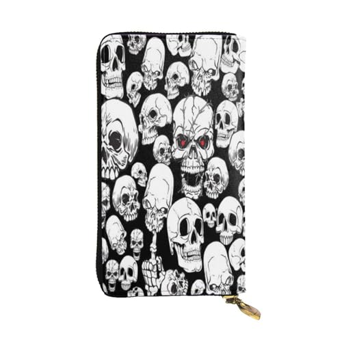 FEYUNYAN Lange Clutch-Geldbörse aus hochwertigem Leder für Damen, große Kapazität, Ausweis-Organizer mit Reißverschlusstasche, böser Totenkopf-Damengeldbörse, lange Geldbörse für Damen (Reisen, Büro FEYUNYAN Lange Clutch-Geldbörse aus hochwertigem Leder für Damen, große Kapazität, Ausweis-Organizer mit Reißverschlusstasche, böser Totenkopf-Damengeldbörse, lange Geldbörse für Damen (Reisen, Büro von FEYUNYAN
