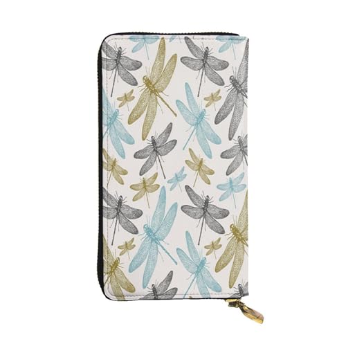 FEYUNYAN Lange Clutch-Geldbörse aus hochwertigem Leder für Damen, große Kapazität, Ausweis-Organizer mit Reißverschlusstasche, einfache Libellen-Damen-Geldbörse, lange Geldbörse für Damen (Reisen FEYUNYAN Lange Clutch-Geldbörse aus hochwertigem Leder für Damen, große Kapazität, Ausweis-Organizer mit Reißverschlusstasche, einfache Libellen-Damen-Geldbörse, lange Geldbörse für Damen (Reisen von FEYUNYAN