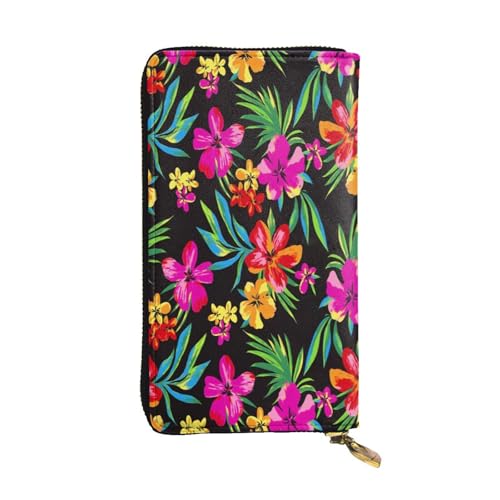 FEYUNYAN Lange Clutch-Geldbörse aus hochwertigem Leder für Damen, große Kapazität, Ausweis-Organizer mit Reißverschlusstasche, hawaiianische Blume, lange Geldbörse, Clutch für Damen (Reisen, Büro FEYUNYAN Lange Clutch-Geldbörse aus hochwertigem Leder für Damen, große Kapazität, Ausweis-Organizer mit Reißverschlusstasche, hawaiianische Blume, lange Geldbörse, Clutch für Damen (Reisen, Büro von FEYUNYAN