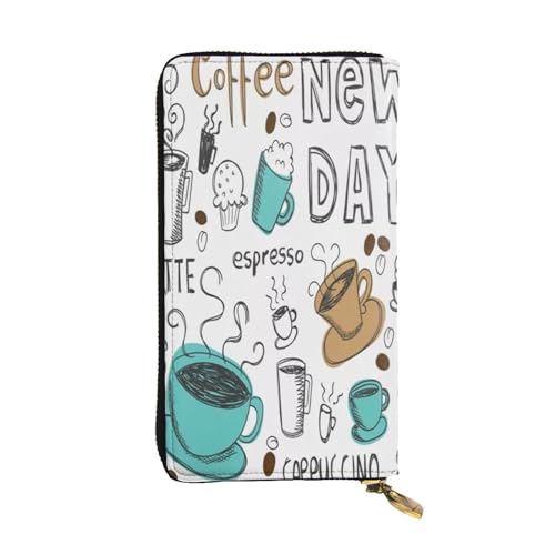 FEYUNYAN Lange Clutch-Geldbörse aus hochwertigem Leder für Damen, große Kapazität, Ausweis-Organizer mit Reißverschlusstasche, köstliche Kaffee-Damengeldbörse, lange Geldbörse für Damen (Reisen, Büro FEYUNYAN Lange Clutch-Geldbörse aus hochwertigem Leder für Damen, große Kapazität, Ausweis-Organizer mit Reißverschlusstasche, köstliche Kaffee-Damengeldbörse, lange Geldbörse für Damen (Reisen, Büro von FEYUNYAN