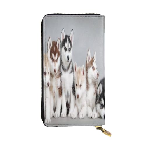 FEYUNYAN Lange Clutch-Geldbörse aus hochwertigem Leder für Damen, große Kapazität, Ausweis-Organizer mit Reißverschlusstasche, lange Geldbörse für Damen (Reisen, Büro, Alltag), Hunde, 19x10.5x2.5 cm von FEYUNYAN