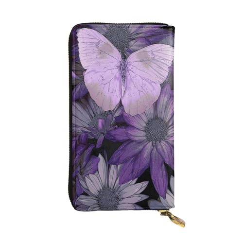 FEYUNYAN Lange Clutch-Geldbörse aus hochwertigem Leder für Damen, große Kapazität, Ausweis-Organizer mit Reißverschlusstasche, lila Schmetterling, Damen-Geldbörse, lange Geldbörse für Damen (Reisen FEYUNYAN Lange Clutch-Geldbörse aus hochwertigem Leder für Damen, große Kapazität, Ausweis-Organizer mit Reißverschlusstasche, lila Schmetterling, Damen-Geldbörse, lange Geldbörse für Damen (Reisen von FEYUNYAN