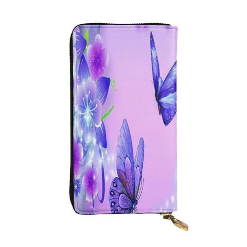 FEYUNYAN Lange Clutch-Geldbörse aus hochwertigem Leder für Damen, große Kapazität, Ausweis-Organizer mit Reißverschlusstasche, lila Schmetterling, Damen-Geldbörse, lange Geldbörse für Damen (Reisen FEYUNYAN Lange Clutch-Geldbörse aus hochwertigem Leder für Damen, große Kapazität, Ausweis-Organizer mit Reißverschlusstasche, lila Schmetterling, Damen-Geldbörse, lange Geldbörse für Damen (Reisen von FEYUNYAN