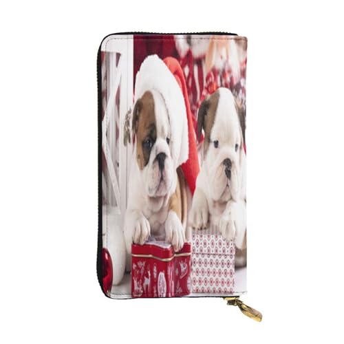 FEYUNYAN Lange Clutch-Geldbörse aus hochwertigem Leder für Damen, großes Fassungsvermögen, Ausweis-Organizer mit Reißverschlusstasche, Weihnachts-Hunde-Geldbörse, lange Geldbörse für Damen (Reisen von FEYUNYAN