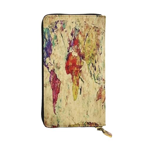 FEYUNYAN Lange Clutch-Geldbörse aus hochwertigem Leder für Damen, großes Fassungsvermögen, Ausweis-Organizer mit Reißverschlusstasche, bunte Karte, Damen-Geldbörse, lange Geldbörse für Damen (Reisen FEYUNYAN Lange Clutch-Geldbörse aus hochwertigem Leder für Damen, großes Fassungsvermögen, Ausweis-Organizer mit Reißverschlusstasche, bunte Karte, Damen-Geldbörse, lange Geldbörse für Damen (Reisen von FEYUNYAN