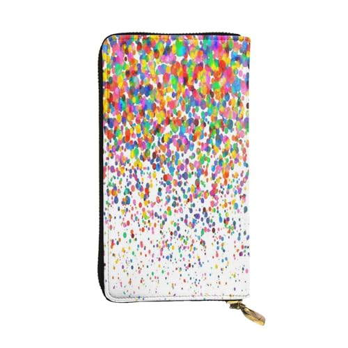 FEYUNYAN Lange Clutch-Geldbörse aus hochwertigem Leder für Damen, großes Fassungsvermögen, Ausweis-Organizer mit Reißverschlusstasche, farbige Punkte, Kunst-Damengeldbörse, lange Geldbörse für Damen FEYUNYAN Lange Clutch-Geldbörse aus hochwertigem Leder für Damen, großes Fassungsvermögen, Ausweis-Organizer mit Reißverschlusstasche, farbige Punkte, Kunst-Damengeldbörse, lange Geldbörse für Damen von FEYUNYAN