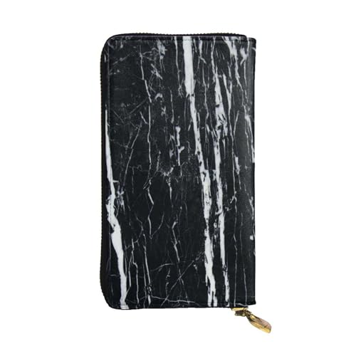 FEYUNYAN Lange Clutch-Geldbörse aus hochwertigem Leder für Damen, großes Fassungsvermögen, Ausweis-Organizer mit Reißverschlusstasche, schwarz-weißer Marmor, lange Geldbörse für Damen (Reisen, Büro von FEYUNYAN