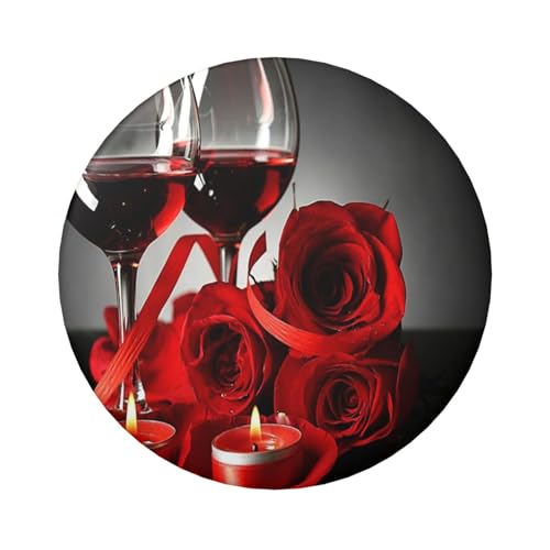 FEYUNYAN Langlebiges Abzeichen für Jacken, Taschen, Geschenke, lebendige Weißblech-Sammelabzeichen für Veranstaltungen, Lehrer, Freunde, Rotweinrose, Kerze, rundes Abzeichen, Bulk-Bügelbild von FEYUNYAN