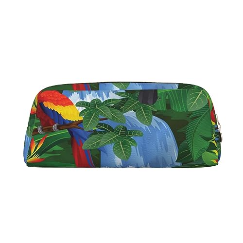 FEYUNYAN Leder-Federmäppchen, Organizer, Premium-PVC-Kosmetiktasche, 8 x 5,5 x 20,5 cm, Aras, Tukan, Barsch-Bleistifttasche, wasserdichte Make-up-Reisetasche mit kratzfester Polsterung für Schule von FEYUNYAN